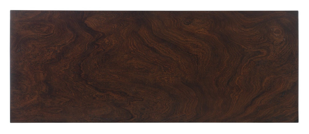 Hooker Furniture Melange Estrella Three-Drawer Chest With Silver Eglomise Fronts, Swirl Mahogany & Gold Legs — Elegant Storage 628-85635-647