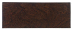 Hooker Furniture Melange Estrella Three-Drawer Chest With Silver Eglomise Fronts, Swirl Mahogany & Gold Legs — Elegant Storage 628-85635-647