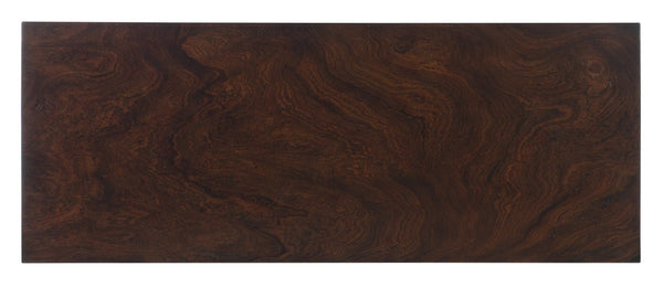 Hooker Furniture Melange Estrella Three-Drawer Chest With Silver Eglomise Fronts, Swirl Mahogany & Gold Legs — Elegant Storage 628-85635-647