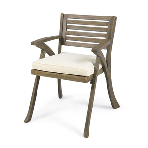 English Elm Helen Outdoor Acacia Hardwood Dining Chairs Curved Slat Back Patio Set of Two 54555.00GRY