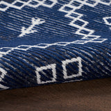 Nourison Brixton BRX01 Machine Made Loom-woven Tribal Border Indoor Only Modern & Contemporary Bohemian Rug Navy, Navy 64% Polyester,34% Cotton,2% Other 99446046116