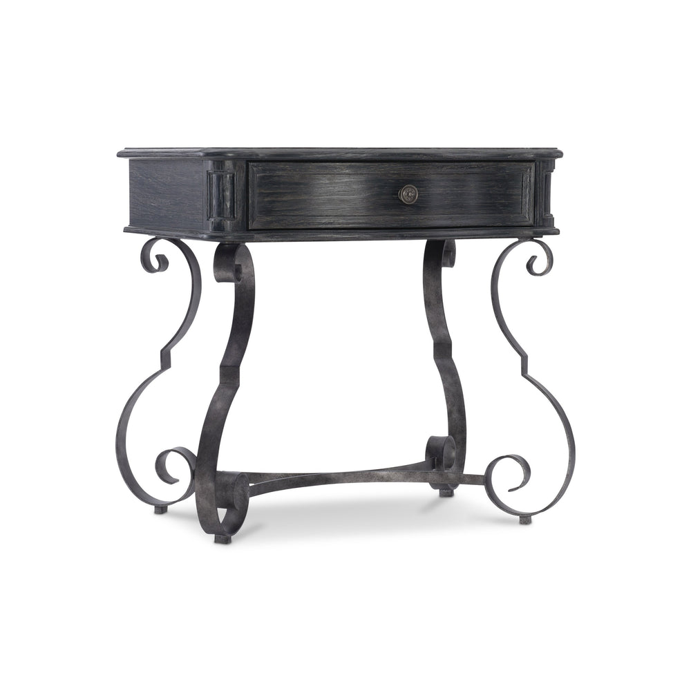 Bernhardt Bernhardt Villa Toscana Ember Nightstand With Distressed Italian Design, Serpentine Drawer & Metal Scrollwork 302218B