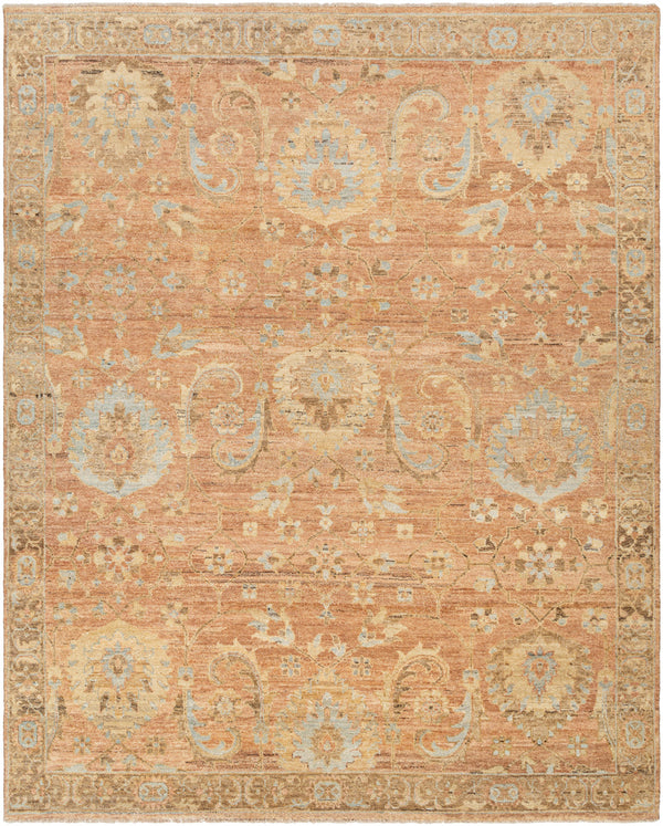 Ghazni GHZ-2300 9' x 12' Handmade Rug GHZ2300-912  Burnt Orange, Light Brown, Mauve, Tan, Charcoal, Light Blue Surya