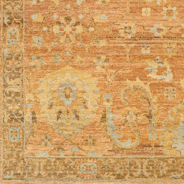 Ghazni GHZ-2300 9' x 12' Handmade Rug GHZ2300-912  Burnt Orange, Light Brown, Mauve, Tan, Charcoal, Light Blue Surya