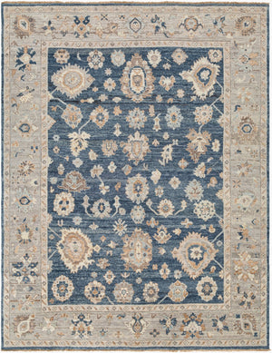 Surya Ghazni Ghz-2300 Handmade 2' X 3' Premium Wool Rug - Elegant Low Pile, Fringe Detail, Timeless Charm Dark Blue Wool Ghz2304-23