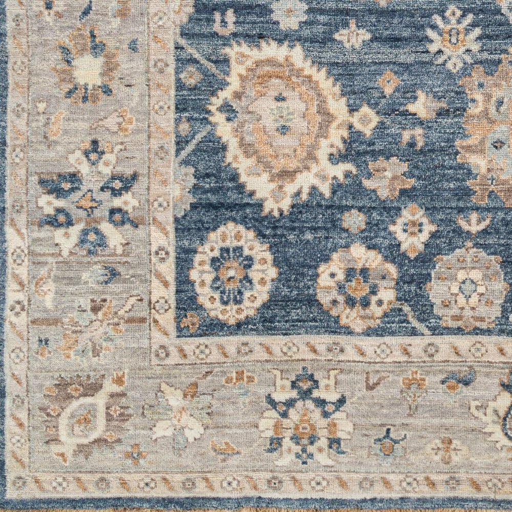 Surya Ghazni Ghz-2300 Handmade 2' X 3' Premium Wool Rug - Elegant Low Pile, Fringe Detail, Timeless Charm Dark Blue Wool Ghz2304-23
