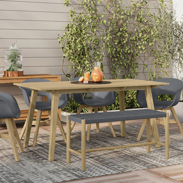 English Elm Dahlia - Elegant Grey Bench For Indoor & Outdoor Use, Weather-Resistant Acacia Wood & Rope Design B136P159357