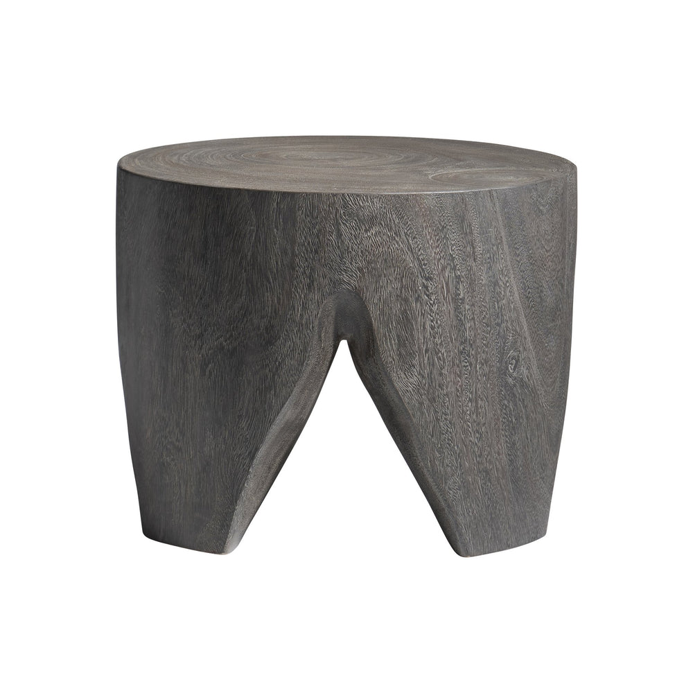Bernhardt Bernhardt Kateri Carbonized Suar Drum Accent Table In Smoked Truffle — Handcrafted Sculptural Side Table (21"W) 487012