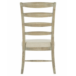 Bernhardt Bernhardt Rustic Patina Ladderback Side Chair Sand Finish — Cerused White Oak, Upholstered Slip Seat, Distressed Elegance 387555