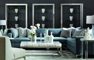 Bernhardt Bernhardt Acrylic-Top Arctic Cocktail Table With Ice-Like Grain, Polished Stainless Base, 55.25"W X 17.25"H 375023