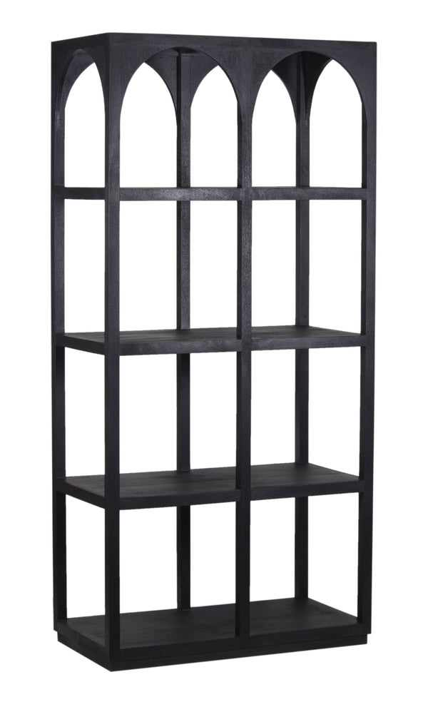Porter Designs Porter Tarragona Black Solid Mango Wood Bookcase - Elegant Arched Design, Durable & Stylish Storage Black Wood 10-108-01-1812