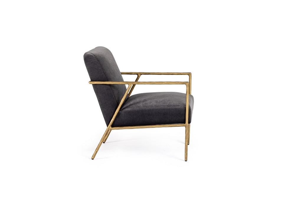 VIG Furniture Gibbons Modern Grey Velvet Accent Chair With Forged Gold Frame, Plush Foam Comfort, 450 Lb Capacity VGMY-2721-GRY