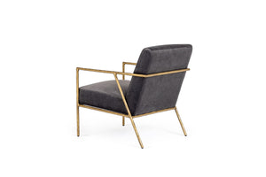 VIG Furniture Modrest Gibbons - Modern Grey Velvet + Forged Gold Accent Chair VGMY-2721-GRY