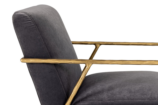 VIG Furniture Modrest Gibbons - Modern Grey Velvet + Forged Gold Accent Chair VGMY-2721-GRY