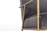 VIG Furniture Modrest Gibbons - Modern Grey Velvet + Forged Gold Accent Chair VGMY-2721-GRY