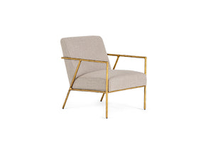 VIG Furniture Modrest Gibbons - Modern Beige Linen + Forged Gold Accent Chair VGMY-2721-BGE