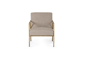 VIG Furniture Modrest Gibbons - Modern Beige Linen + Forged Gold Accent Chair VGMY-2721-BGE