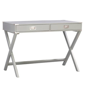 Homelegance By Top-Line Beatrix X-Base Wood Accent Campaign Writing Desk Silver MDF