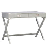 Homelegance By Top-Line Beatrix X-Base Wood Accent Campaign Writing Desk Silver MDF