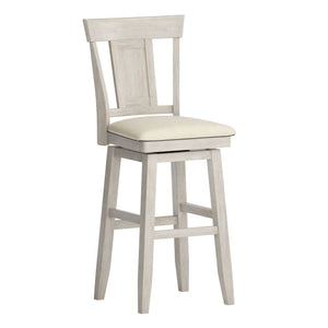 Homelegance By Top-Line Juliette Panel Back Wood Swivel Bar Stool White Rubberwood