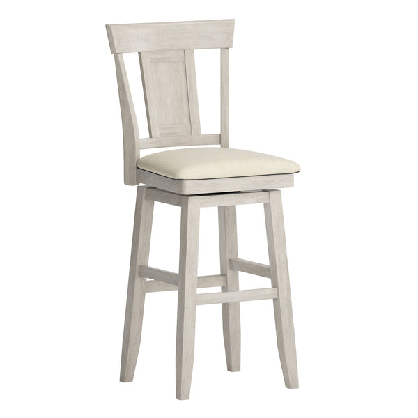 Homelegance By Top-Line Juliette Panel Back Wood Swivel Bar Stool White Rubberwood