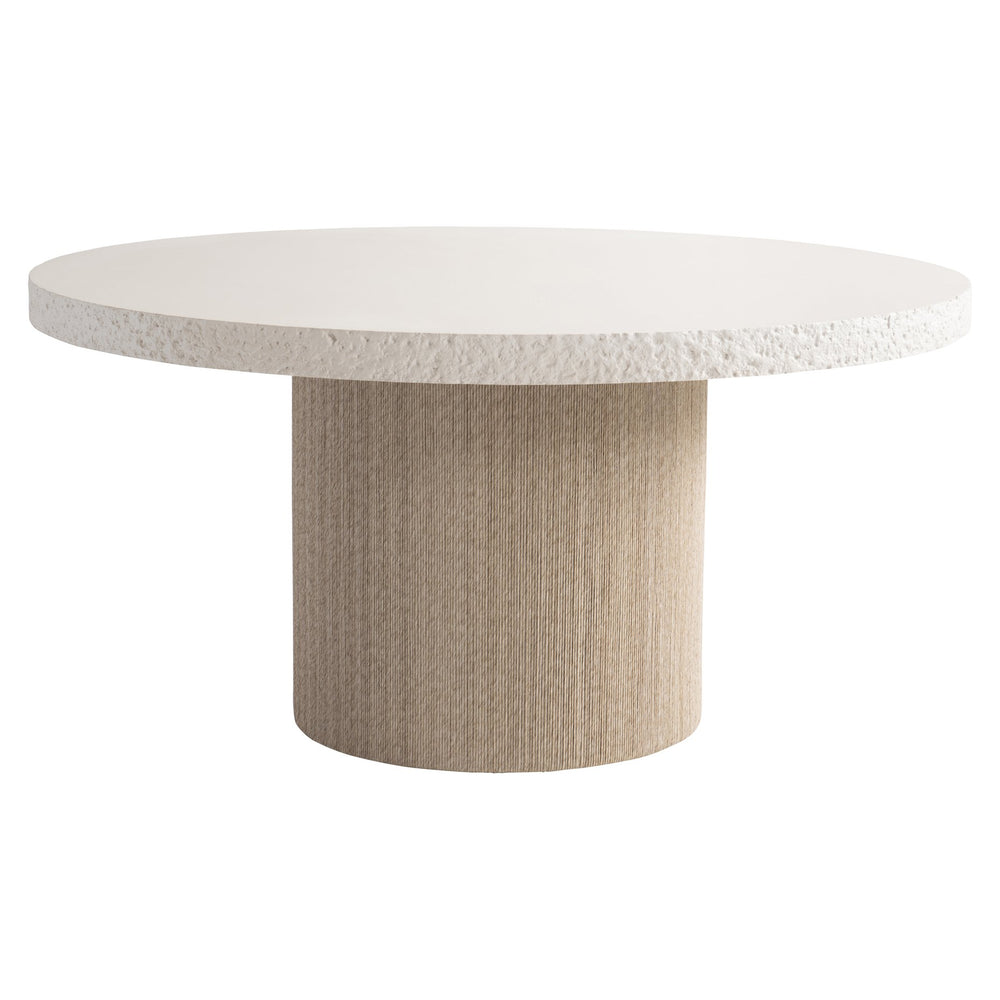 Bernhardt Bernhardt Kiona Dining Table — Sculptural Crema Faux-Stone Top With Rope-Wrapped Sandbar Pedestal, Durable Elegance K1806
