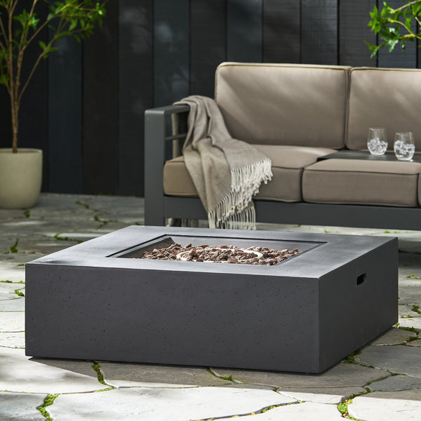 English Elm 50000 Btu Square Mgo Concrete Propane Fire Table for Outdoor Patio Entertaining 59241.00-50K