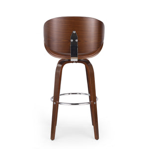 English Elm Christopher Knight Home® - 30" Mid-Century Modern Upholstered Swivel Barstool with Beech Frame, Concave Seat, Easy-Clean Leather Finish Brown 67493.00PUCOGN