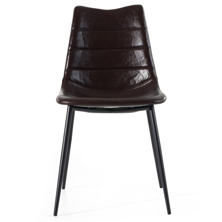VIG Furniture Gilliam Modern Brown Leatherette Dining Chair Set Of 2 With Tapered Black Iron Legs, 18" Seat Height VGHR3260-BRN