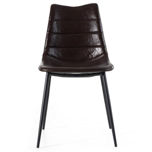 VIG Furniture Gilliam Modern Brown Leatherette Dining Chair Set Of 2 With Tapered Black Iron Legs, 18" Seat Height VGHR3260-BRN