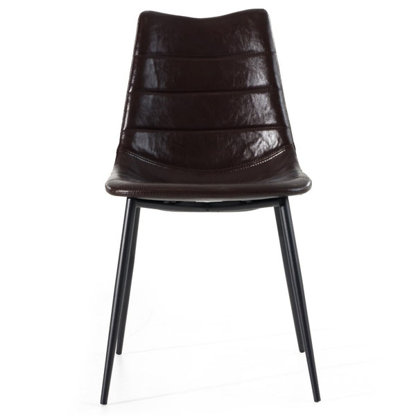 VIG Furniture Gilliam Modern Brown Leatherette Dining Chair Set Of 2 With Tapered Black Iron Legs, 18" Seat Height VGHR3260-BRN