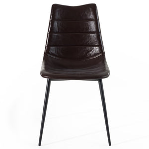 VIG Furniture Gilliam Modern Brown Leatherette Dining Chair Set Of 2 With Tapered Black Iron Legs, 18" Seat Height VGHR3260-BRN