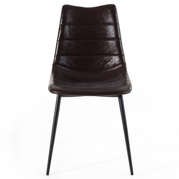 VIG Furniture Gilliam Modern Brown Leatherette Dining Chair Set Of 2 With Tapered Black Iron Legs, 18" Seat Height VGHR3260-BRN