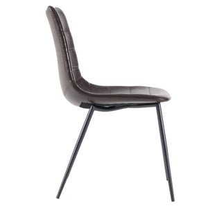 VIG Furniture Gilliam Modern Brown Leatherette Dining Chair Set Of 2 With Tapered Black Iron Legs, 18" Seat Height VGHR3260-BRN