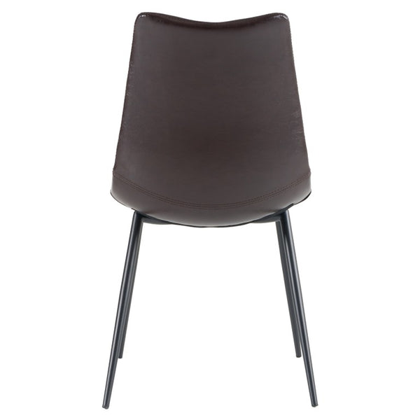 VIG Furniture Gilliam Modern Brown Leatherette Dining Chair Set Of 2 With Tapered Black Iron Legs, 18" Seat Height VGHR3260-BRN
