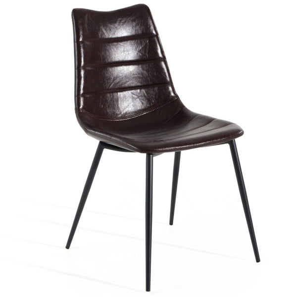 VIG Furniture Gilliam Modern Brown Leatherette Dining Chair Set Of 2 With Tapered Black Iron Legs, 18" Seat Height VGHR3260-BRN
