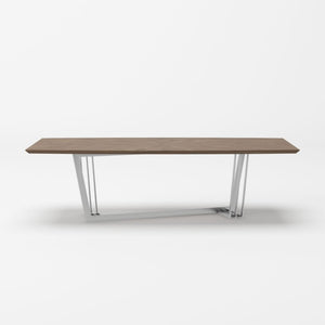 VIG Furniture Gilroy Walnut Starburst Dining Table With Sculptural Stainless Steel Base—Seats 10, Modern Durable Design VGBBMI2003T-WAL-DT