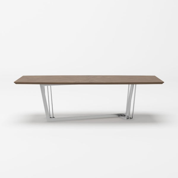 VIG Furniture Gilroy Walnut Starburst Dining Table With Sculptural Stainless Steel Base—Seats 10, Modern Durable Design VGBBMI2003T-WAL-DT