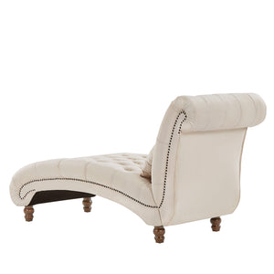 Homelegance By Top-Line Pietro Tufted Oversized Chaise Lounge Beige Velvet
