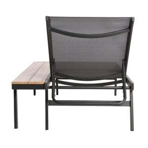 English Elm Christopher Knight Home® - Waterloo Outdoor Chaise Lounge Set Of 2 With Adjustable Recline & Attached Wood Side Table 62756.00BLKMP2