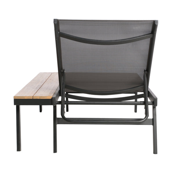 English Elm Christopher Knight Home® - Waterloo Outdoor Chaise Lounge Set Of 2 With Adjustable Recline & Attached Wood Side Table 62756.00BLKMP2