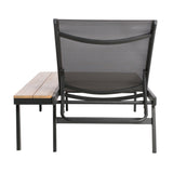 Christopher Knight Home® - Noble House - Waterloo Outdoor Mesh and Aluminum Chaise Lounge with Side Table - Set of 2