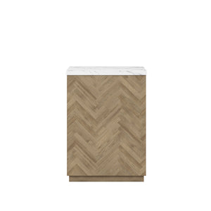 A.R.T. Furniture Garrison Accent Table With Travertine Top And Herringbone Base – Casual Contemporary Elegance Brown Parawood Solids With Ash Embossing,White Oak Veneers,Travertine 322309-1302