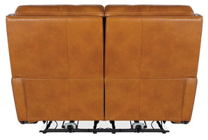 Hooker Furniture Ruthe Transitional Zero Gravity Power Recline Loveseat In Semi-Aniline Leather With Usb Port And Brass Nailhead Trim Light Brown SS704-PHZ2-019