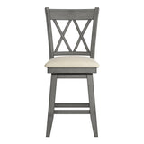 Homelegance By Top-Line Juliette Double X-Back Counter Height Wood Swivel Chair Grey Rubberwood