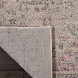 Nourison Tranquil TRA06 Machine Made Power-loomed Ornamental Border Indoor Only Vintage Farmhouse Rug Ivory Pink, Pink and Beige 100% Polypropylene 99446485403