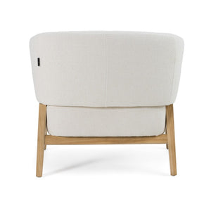 VIG Furniture Giselle Mid-Century Accent Chair In Off-White Fabric—Durable Linen-Blend, Walnut Legs, Ready-To-Use VGKK-KF.A2087-NAT