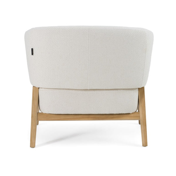 VIG Furniture Giselle Mid-Century Accent Chair In Off-White Fabric—Durable Linen-Blend, Walnut Legs, Ready-To-Use VGKK-KF.A2087-NAT