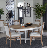 Parker House Americana Modern Dining 48 In. Round Extendable Dining Table and 4 Upholstered Chairs Cotton Poplar Solids / Birch Veneers with Oak Top DAME-5PC-RND-DINING