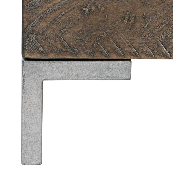 Bernhardt Bernhardt Haines Nightstand — Distressed Pine & Gray Mist Steel, 2-Drawer Rustic-Modern Storage For Transitional Bedrooms 303229B